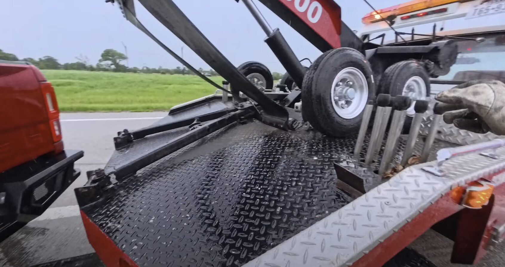 Towing service protecting vehicle during transport